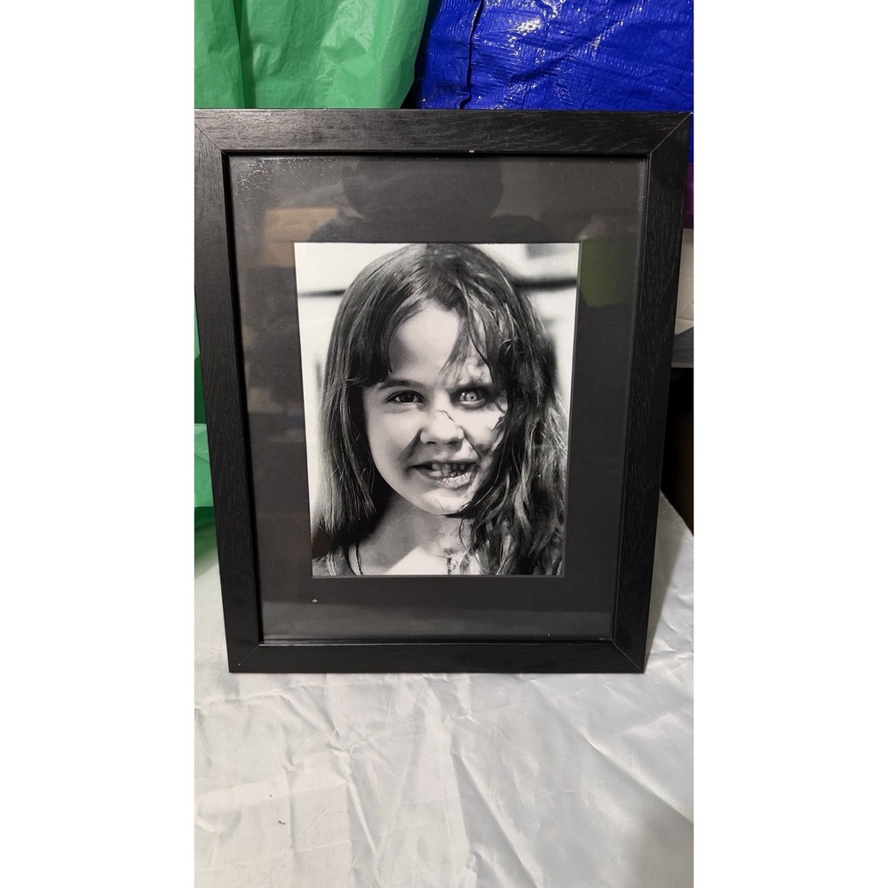 Vintage Framed Black & White Creepy Girl‎ Portrait Gothic Horror Wall Art